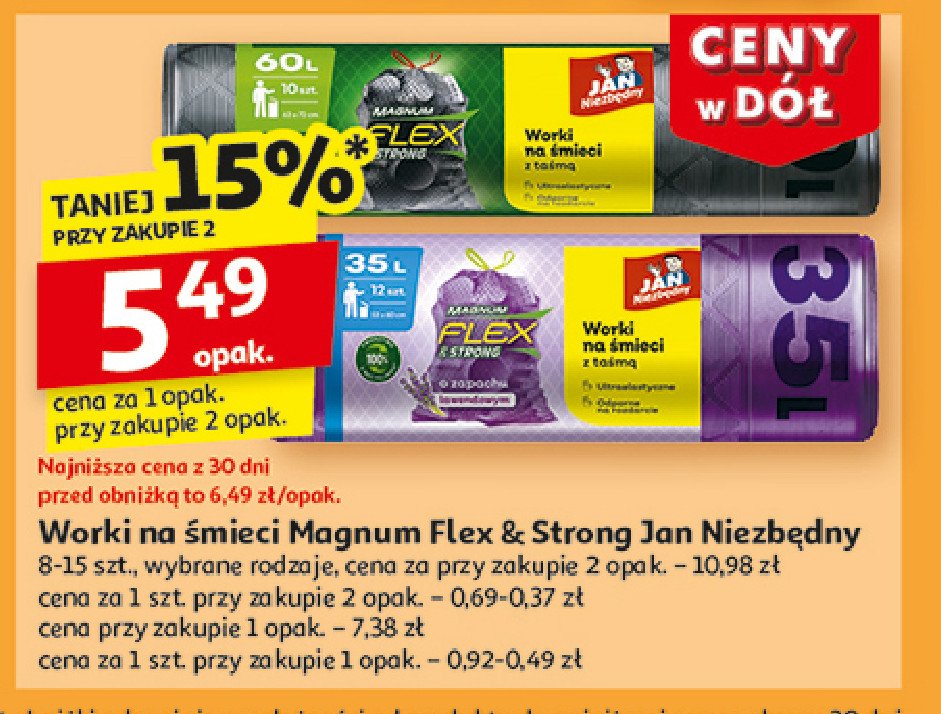 Worki na śmieci flex & strong 35 l Jan niezbędny magnum promocja