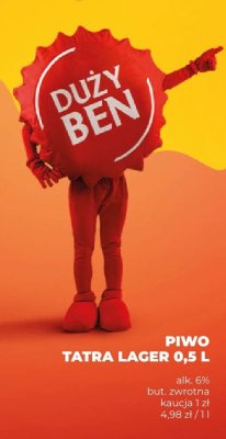 Piwo Tatra Lager 0,5 L promocja w Duży Ben