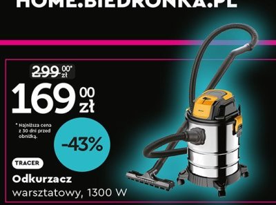Odkurzacz warsztatowy Tracer 1300W promocja w Biedronka