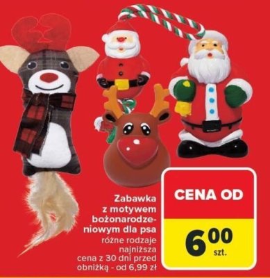 Zabawka z motywem bożonarodzeniowym dla psa różne rodzaje Carrefour promocja w Carrefour