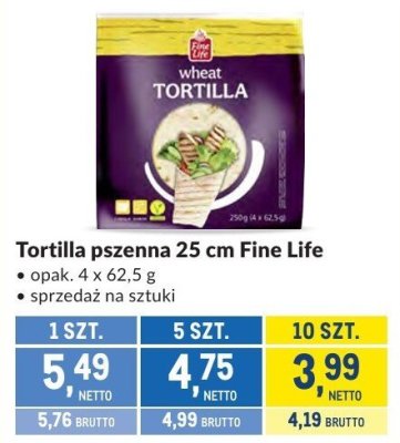 Tortilla pszenna 25 cm Fine Life promocja w Makro