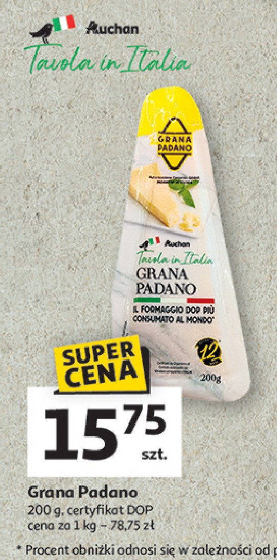 Ser grana padano Auchan tavola in italia promocja w Auchan