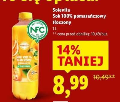 Sok 100% pomarańczowy tłoczony promocja w Lidl