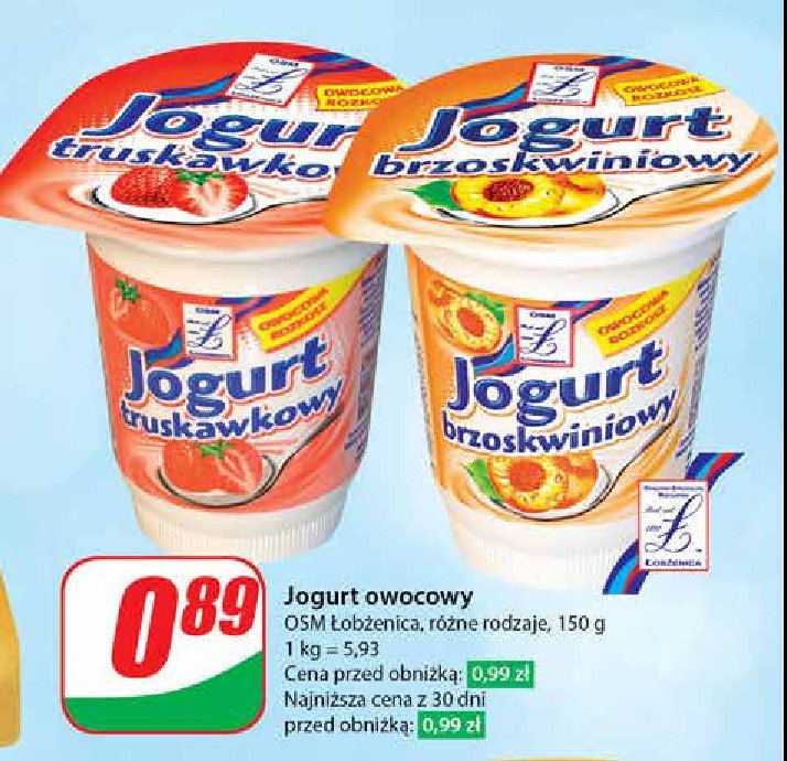 Jogurt brzoskwinia Osm łobżenica promocja