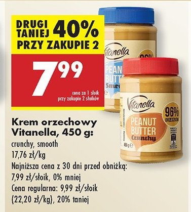 Masło orzechowe kremowe Vitanella promocja w Biedronka