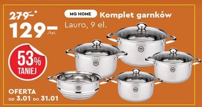 Komplet garnków Lauro 9 el.  promocja w Biedronka