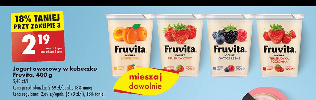 Jogurt truskawka-poziomka Fruvita promocja