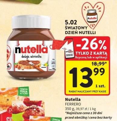 Nutella FERRERO 350 g promocja w Intermarche