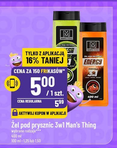 Żel pod prysznic fresh 3w1 Man's thing promocja w POLOmarket