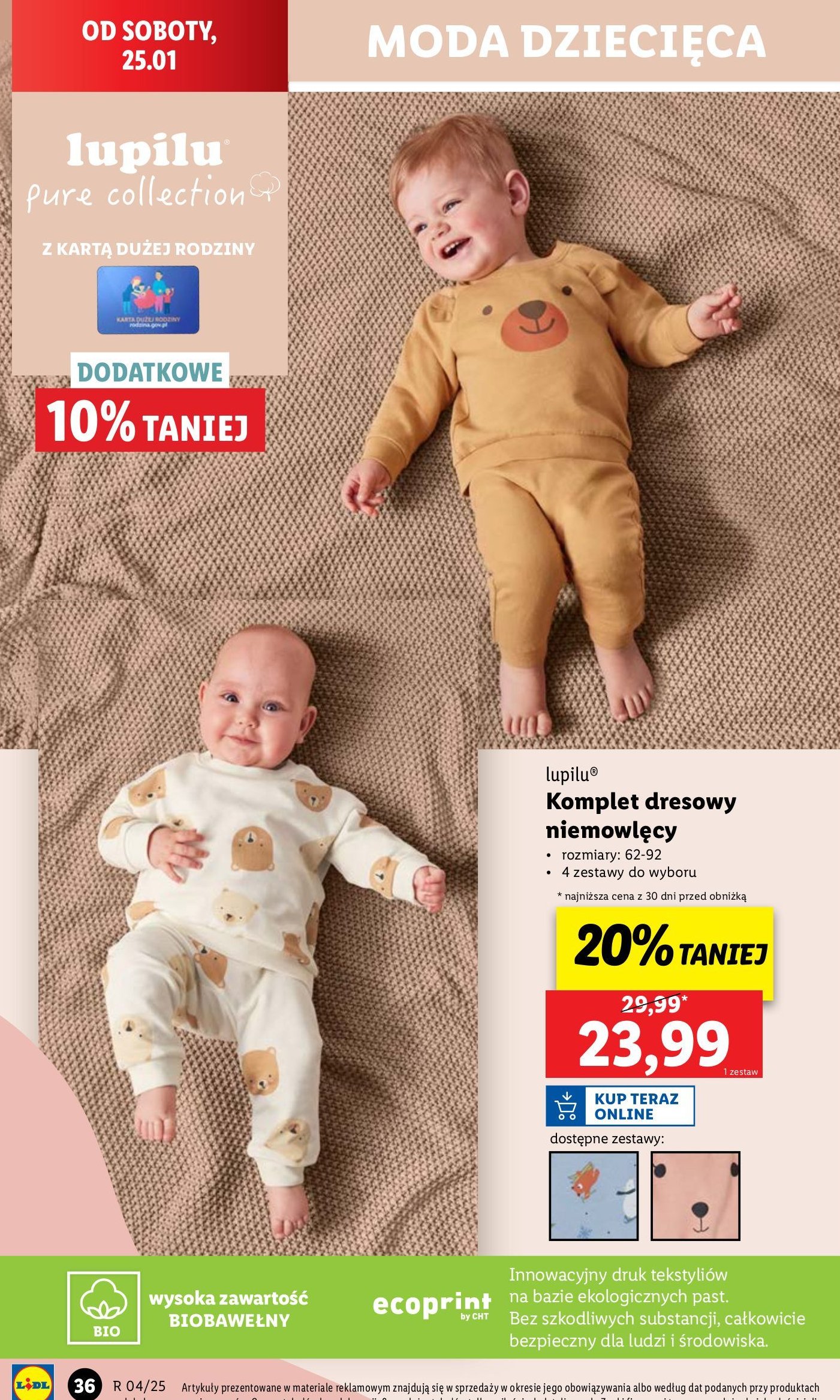 Komplet niemowlęcy rozm. 62-92 Lupilu promocja w Lidl