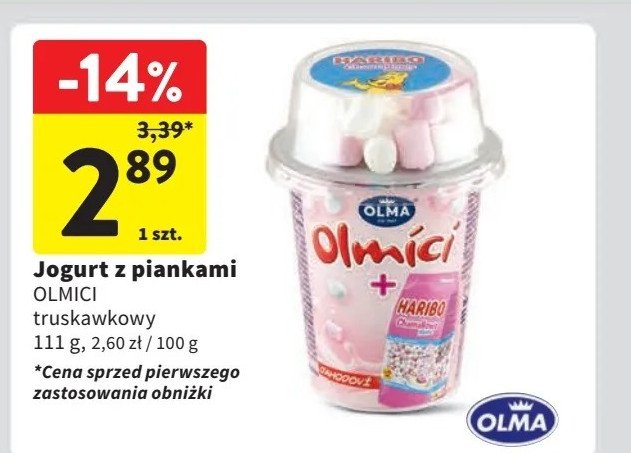 Jogurt truskawkowy z piankami Olma promocja