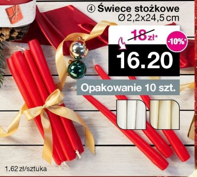 Świece stożkowe Ø2,2x24,5 cm Opakowanie 10 szt. promocja w Woolworth