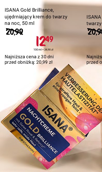 Krem do twarzy na noc Isana gold brilliance promocja