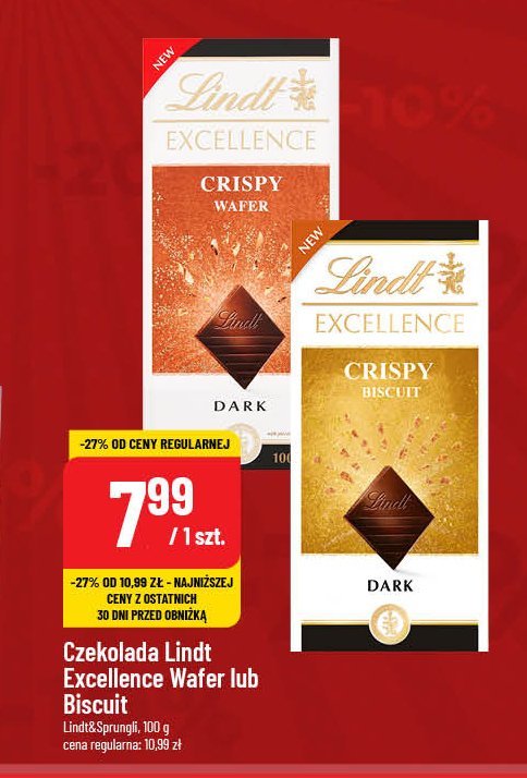 Czekolada crispy biscuit Lindt excellence promocja w POLOmarket