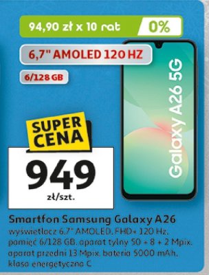 Smartfon Samsung Galaxy A26 6.7" AMOLED 120 Hz 6/128 GB promocja w Auchan