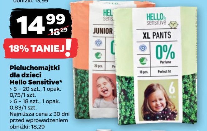 Pieluchomajtki junior Hello sensitive promocja w Netto