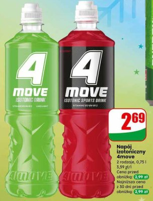 Napój izotoniczny 4move 2 rodzaje, 0,75 l promocja w Dino