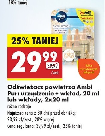 Wkłady zapachowe moonlight vanilla (3 szt) Ambi pur 3volution promocja w Biedronka