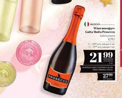 Wino musujące Gatta Matta Prosecco białe/wytrawne 0,75l promocja w POLOmarket
