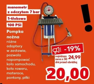 Pompka nożna różne adaptery w zestawie, 100 PSI promocja w Kaufland