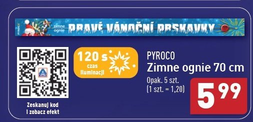 Zimne ognie 70 cm Pyroco promocja w Aldi