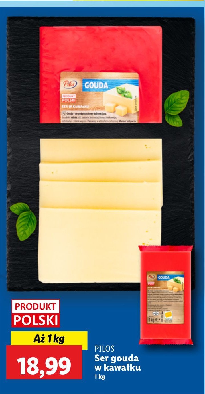Ser gouda w kawałku Pilos promocja w Lidl