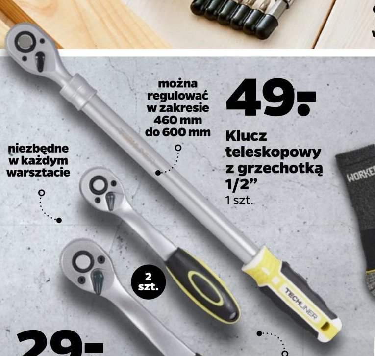 Klucz teleskopowy z grzechotką 1/2" Techliner promocja w Netto