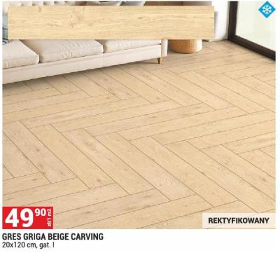 Płytki GRES GRIGA BEIGE CARVING 20x120 cm promocja w Merkury Market