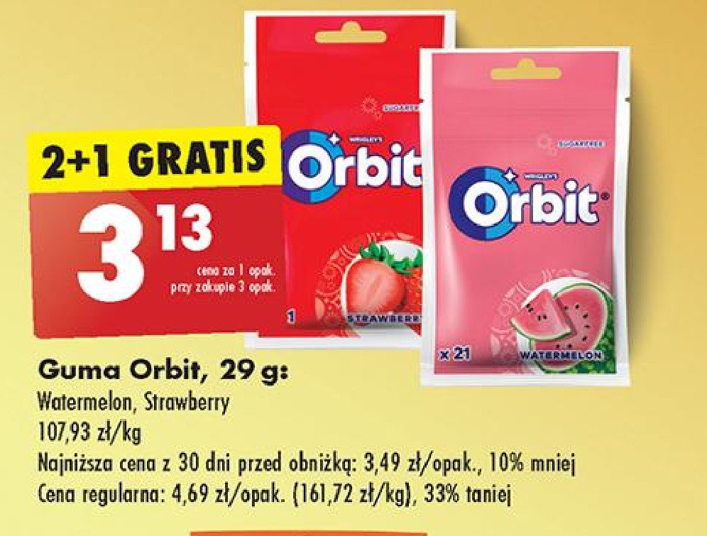 Guma do żucia strawberry saszetka Orbit promocja