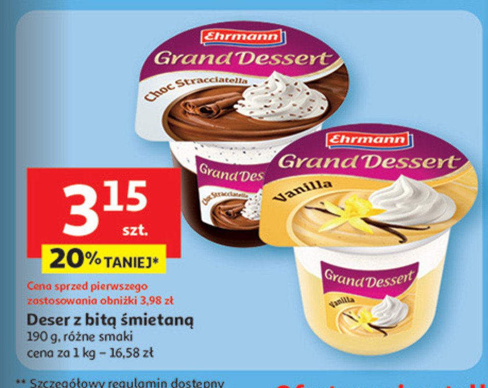 Deser wanilia Ehrmann grand dessert promocja w Auchan