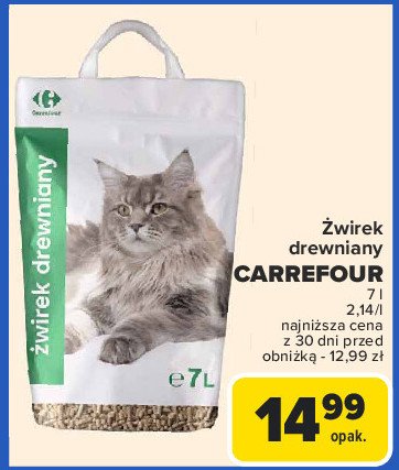 Żwirek dla kota drzewny Carrefour promocja