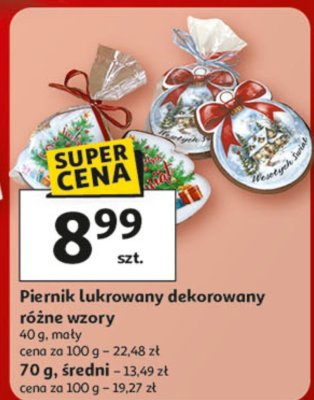 Piernik lukrowany dekorowany różne wzory, 40 g, mały promocja w Auchan