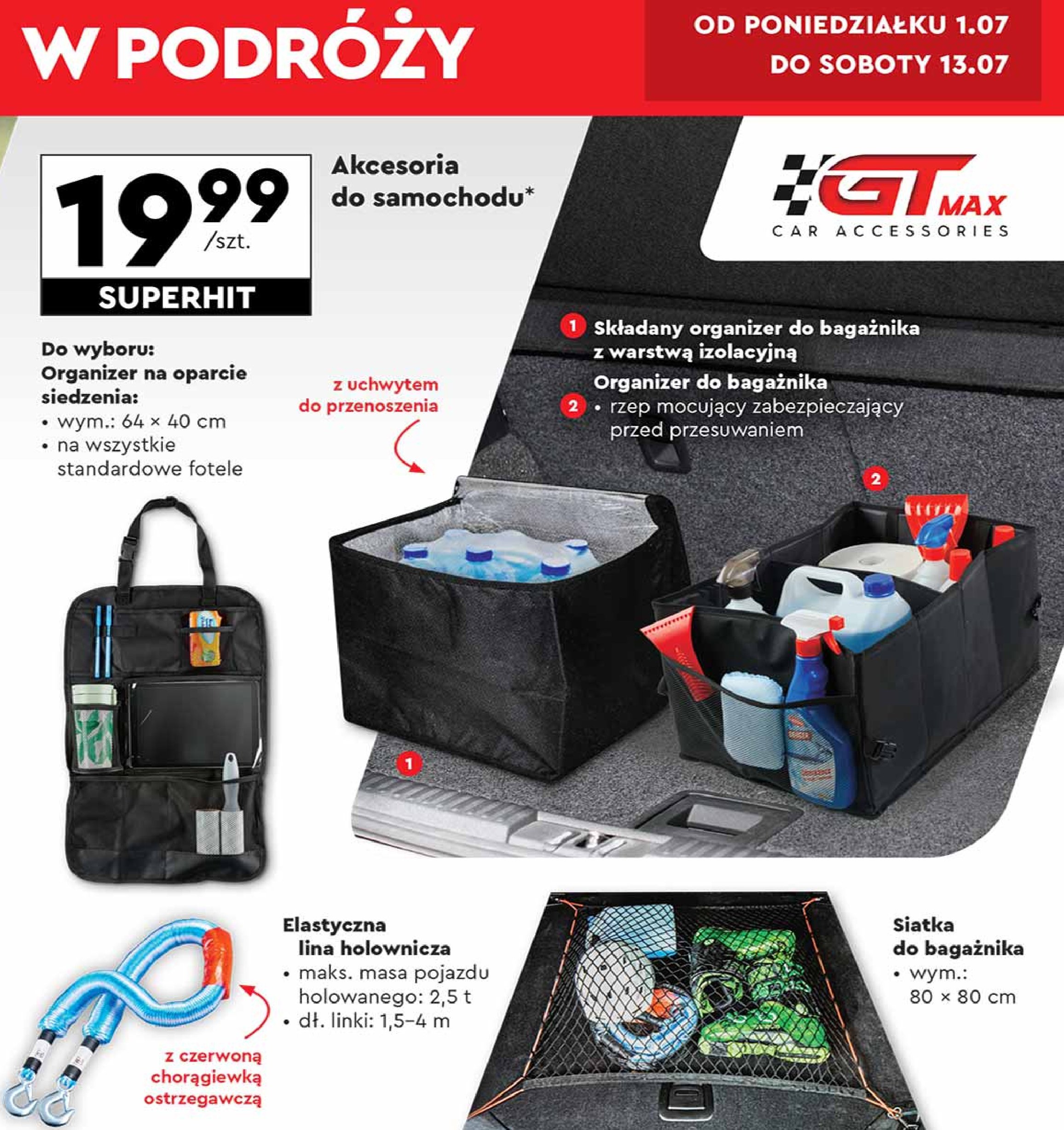 Siatka do bagażnika 80 x 80 cm Gt max promocja