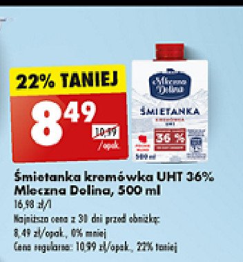 Śmietanka 36 % Mleczna dolina promocja