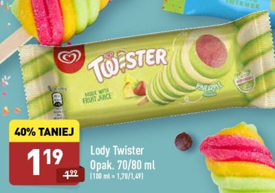 Lód green Algida twister promocja