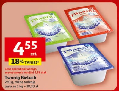 Twaróg Bieluch, 250 g, różne rodzaje promocja w Auchan