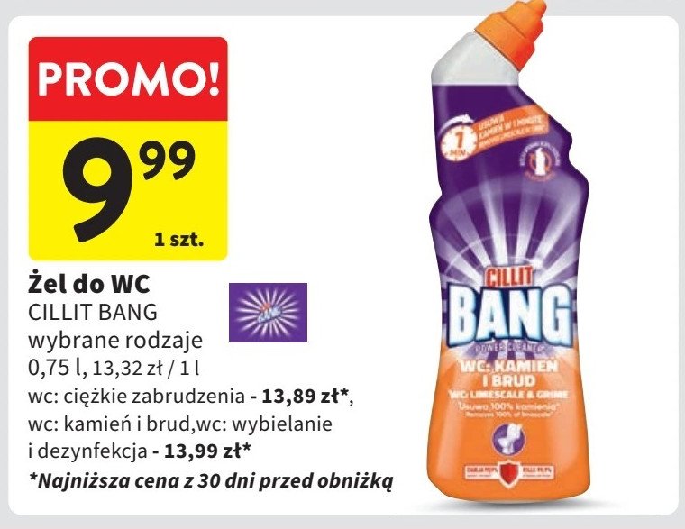 Żel do toalet ciężkie zabrudzenia Cillit bang promocja