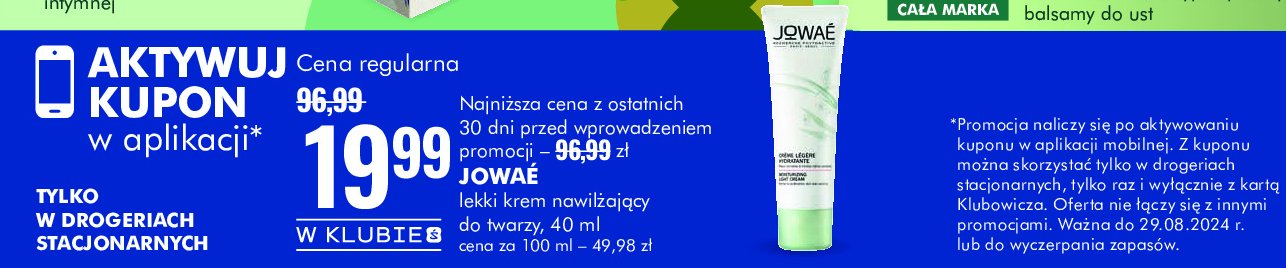 Emulsja matująca do twarzy Jowae promocja