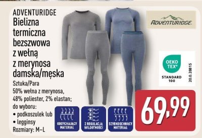 Bielizna termiczna bezszwowa z wełną z merynosa damska/męska  promocja w Aldi
