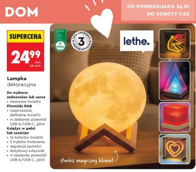 Lampka dekoracyjna lethe Jednorożec  promocja w Biedronka