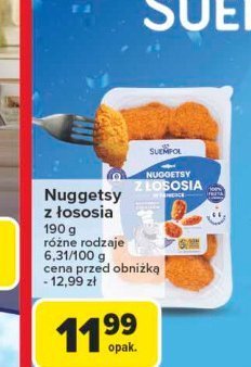 Nuggetsy z łososia Suempol promocja w Carrefour