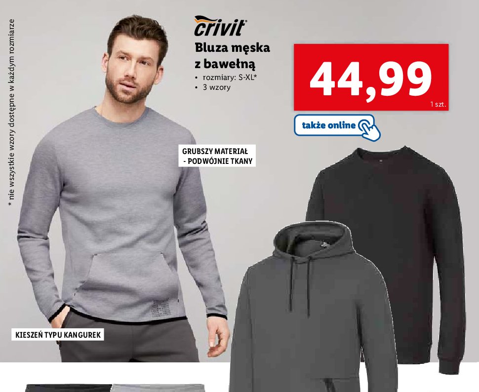 Bluza męska rozm. s-xxl Crivit promocja w Woolworth