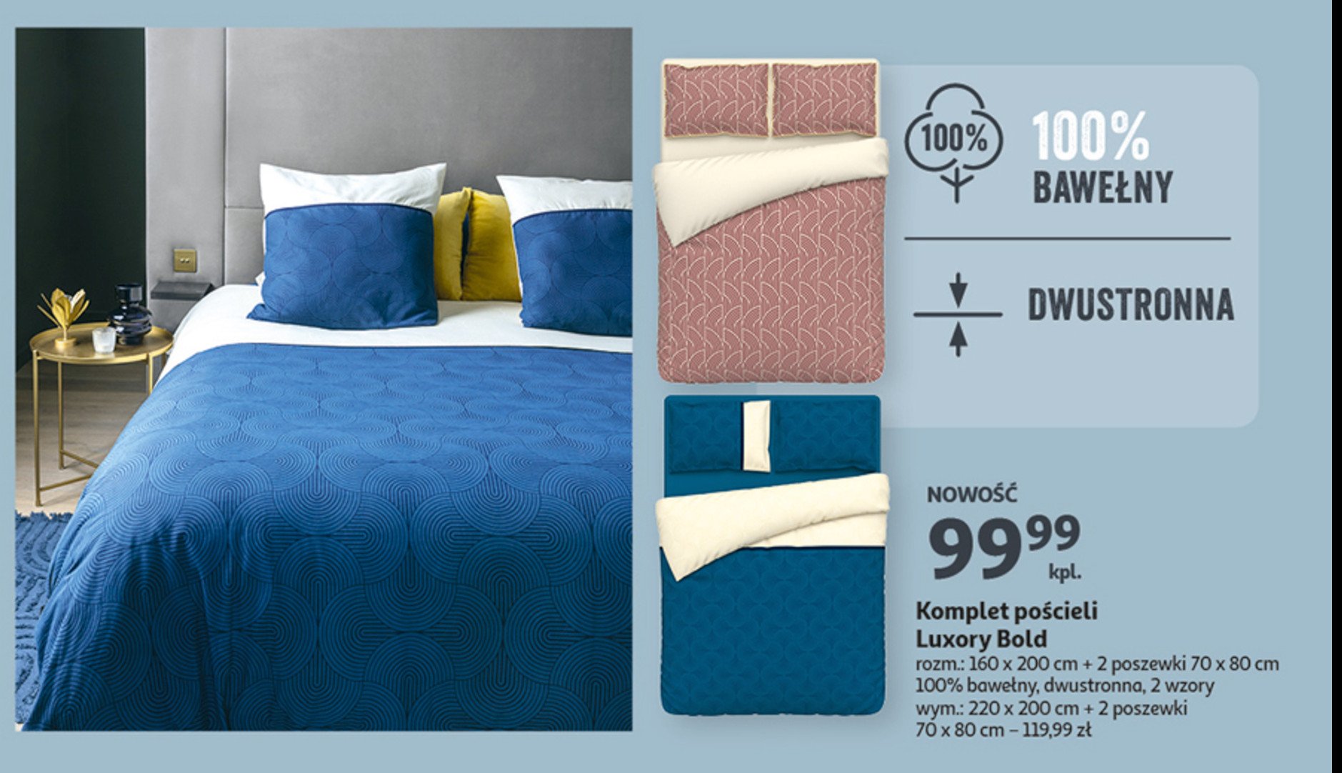 Komplet po艣cieli luxory bold 220 x 200 cm + 70 x 80 cm promocja
