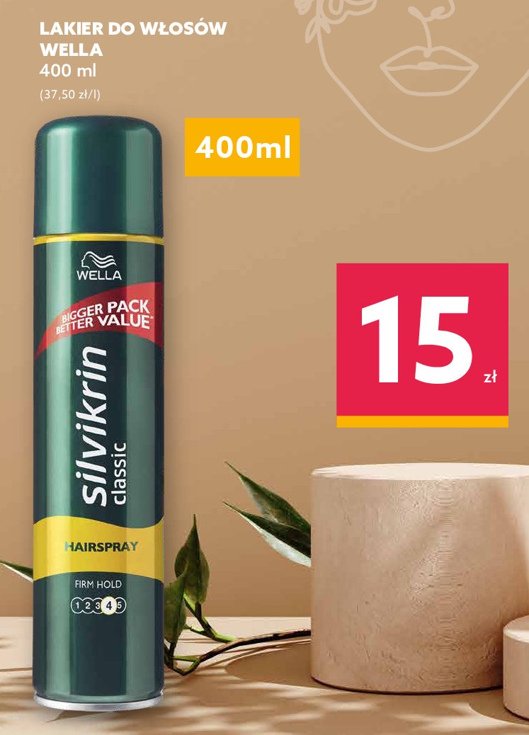 Lakier do włosów classic 4 firm hold Wella silvikrin promocja