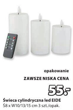Świeca cylindryczna led EIDE  3 szt. promocja w Jysk
