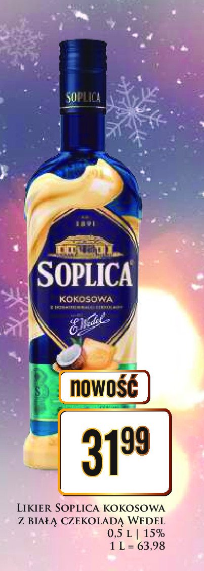 Likier kokos z białą czekoladą 15% Soplica e. wedel promocja w Dino