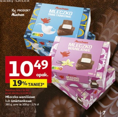 Mleczko waniliowe lub śmietankowe Auchan promocja w Auchan