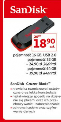 Pendrive cruzer blade 16 gb Sandisk promocja