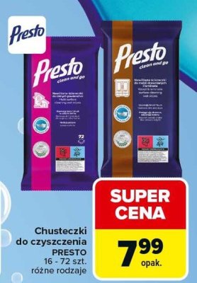 Chusteczki do czyszczenia, różne rodzaje Presto promocja w Carrefour Market