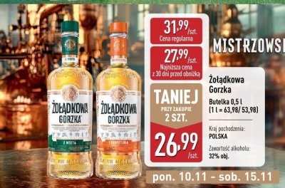 Wódka Żołądkowa Gorzka 0,5l promocja w Aldi